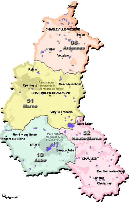 Préfectures & Chefs-Lieux de la Région de la Champagne-Ardenne