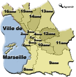 Ville de Marseille dans le Département des Bouches du Rhône