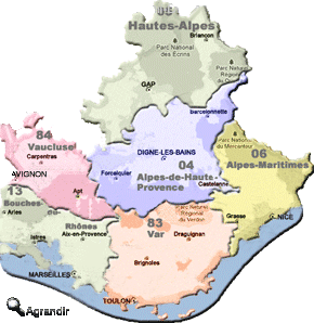 Préfectures et Chefs-lieux de la région Provence-Alpes-Côte d´Azur