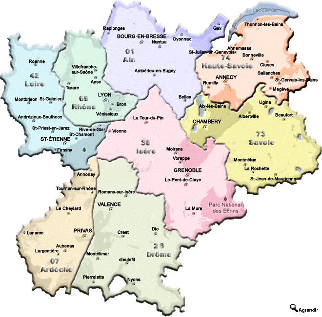 Préfectures & Chefs-Lieux de la Région Rhône-Alpes